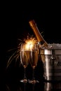 Champagne and sparklers Royalty Free Stock Photo