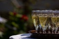 Champagne Sparkling Cider Alcohol Drink Tray Outdoors Reception