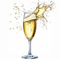 Champagne Splash in a Glass, Celebration Drink Royalty Free Stock Photo