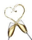 Champagne splash in shape of heart Royalty Free Stock Photo
