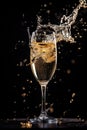 champagne with splashing out of glass Royalty Free Stock Photo