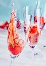 Champagne and strawberry splash Royalty Free Stock Photo