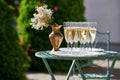 Champagne table outside Royalty Free Stock Photo