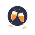 Champagne, two clinking glasses with bubbles Royalty Free Stock Photo