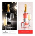 Champagne Vertical Realistic Banner Set Royalty Free Stock Photo