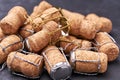 Champagne wine corks texture background close-up Royalty Free Stock Photo