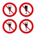 Champagne wine glasses signs. Alcohol drink