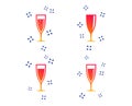 Champagne wine glasses signs. Alcohol drink. Vector