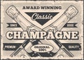 Champagne wine vintage sticker monochrome