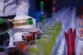 Champaign. being pored into glasses. banquet table Royalty Free Stock Photo