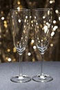 Champaign glass in front of glitter background Royalty Free Stock Photo