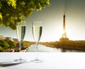 Champaign Glasses and Eiffel tower Royalty Free Stock Photo
