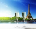 Champaign Glasses and Eiffel tower Royalty Free Stock Photo