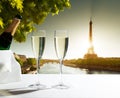 Champaign Glasses and Eiffel tower Royalty Free Stock Photo