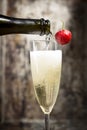 Champaign pouring out in a glass Royalty Free Stock Photo