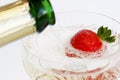 Champaigne pouring on strawberry Royalty Free Stock Photo