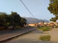 Champaner Town Road and Fortified Walls with Pavagarh Hill Royalty Free Stock Photo