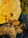 Champange and rocks Royalty Free Stock Photo