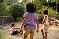 Unidentified Children of Laos play and fun of kids in countryside village Royalty Free Stock Photo