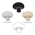 Champignon icon in cartoon,black style isolated on white background. Mushroom symbol stock vector illustration. Royalty Free Stock Photo