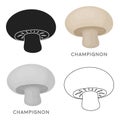 Champignon icon in cartoon style isolated on white background. Mushroom symbol stock vector illustration. Royalty Free Stock Photo