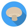 Champignon icon in flat style on white background. Mushroom symbol stock vector illustration. Royalty Free Stock Photo