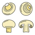 Champignon icon set line color vector