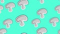 Champignon mushroom hand drawn vector seamless pattern