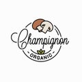 Champignon mushroom logo. Round linear of sliced Royalty Free Stock Photo