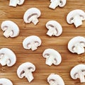 Champignon mushroom slice food plant wooden background macro photo