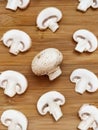 Champignon mushroom slice food plant wooden background macro photo Royalty Free Stock Photo