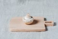 Fresh mushroom champignon on a wooden board. Close-up Royalty Free Stock Photo