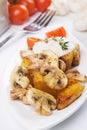 Champignon mushrooms with roasted potato