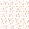 Champignon mushrooms silhouette seamless pattern. Vector illustration in beige color on a white background. Royalty Free Stock Photo