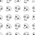 Champignon seamless hand drawn pattern isolated on white background. Seamless pattern of champignon. Doodle, great design for any