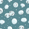 Champignon seamless pattern. Mushroom background. Cooking ingedient Royalty Free Stock Photo