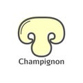 Champignon thin line mushroom icon. Royalty Free Stock Photo