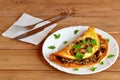 Champignons, cheese and herb omelet recipe. Spoon mushroom and cheese mix over one half of the scrambled eggs