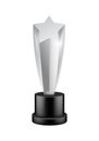 Champion award glass. Shiny realistic silver award, winner trophy awards in star form, sport or art competitions achieve. Blank