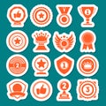 Champion awards of different shape icons set