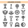 Champion awards of different shape icons set