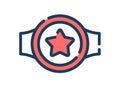 Champion belt single isolated icon with dash or dashed line style