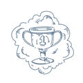 Champion cup trophy number one concept on white background sketch doodle