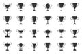 Champion cup trophy win symbol glyph, black silhouette icon set Royalty Free Stock Photo