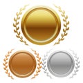 Champion gold, silver and bronze award medals Royalty Free Stock Photo