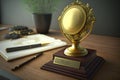 champion golden trophy. Neural network AI generated