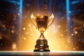 Champion golden trophy for winner background. Success and achievement concept. Sport and cup award theme Royalty Free Stock Photo