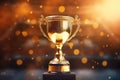 Champion golden trophy for winner background. Success and achievement concept. Sport and cup award theme Royalty Free Stock Photo