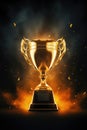 Champion golden trophy for winner background. Success and achievement concept. Sport and cup award theme Royalty Free Stock Photo