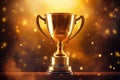 Champion golden trophy for winner background. Success and achievement concept. Sport and cup award theme Royalty Free Stock Photo